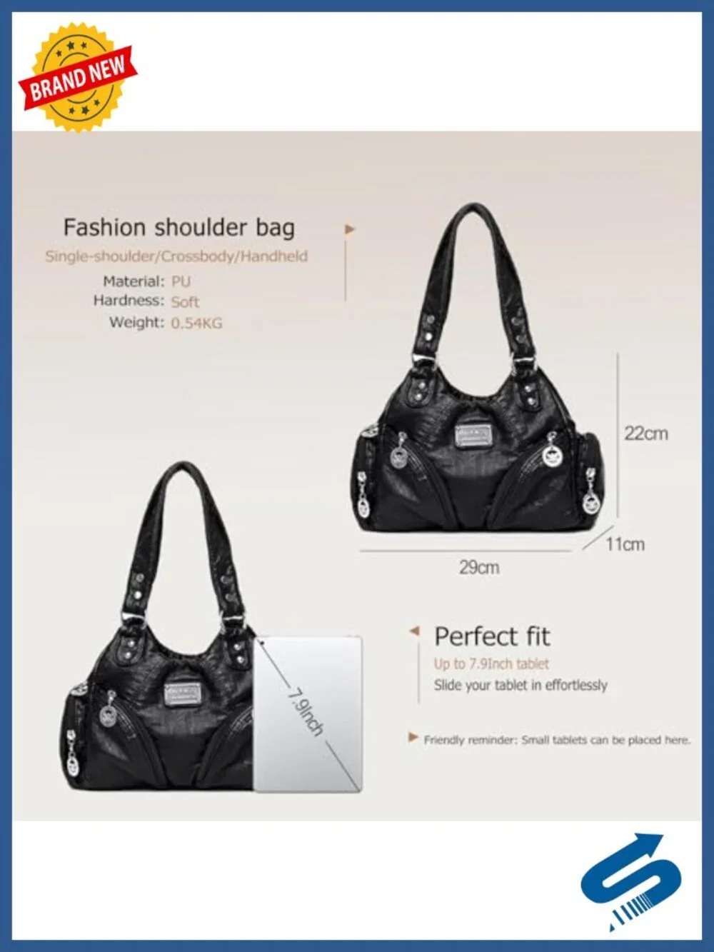 Women Faux Leather Hobo Handbag with Multiple Pockets, Top Handle, Crossbody